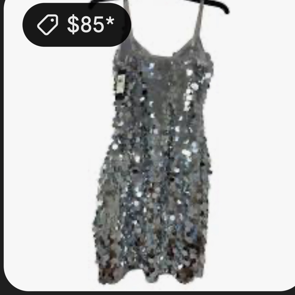 Windsor Silver Sequined Strapless Mini Dress S - image 8